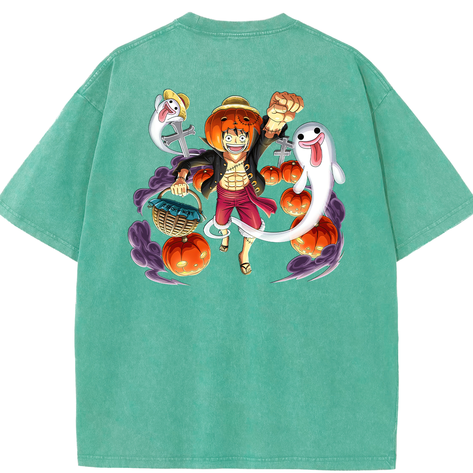 ワンピース モンキー・D・ルフィ ONE PIECE Monkey D. Luffy 綿100% ヴィンテージ風 半袖Tシャツ（背面プリント）